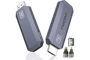 FIGEBNY Wireless HDMI Transmitter and Receiver 4K Decode 1080P Output Ultra Low Latency ， Plug&Play 2.4G/5G Portable Extender, 165FT HD Display Adapter for TV Box/PC/Laptop/Projector/DV/Camera Grey