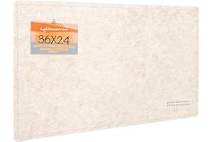 LIGHTOMORROW Bulletin Board, 36 x 24 inches Felt Board - Decorative Pin Board, Cork Board Alternative for Wall, 3' x 2' Foldable Picture Board Self-Adhesive Vision Board Prayer Board with 20 Pushpins - Oatmeal