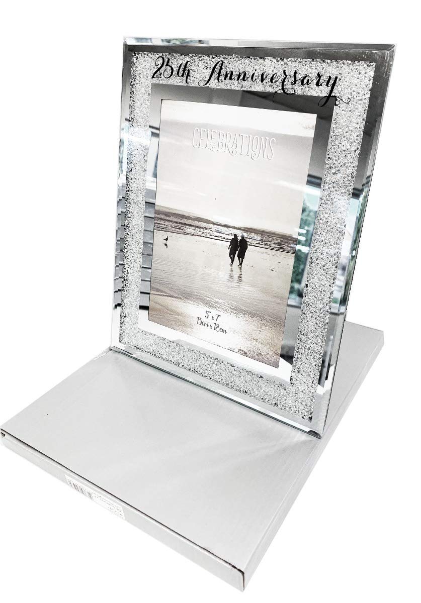 Wedding Anniversary Silver 25th Photo Frame Diamante