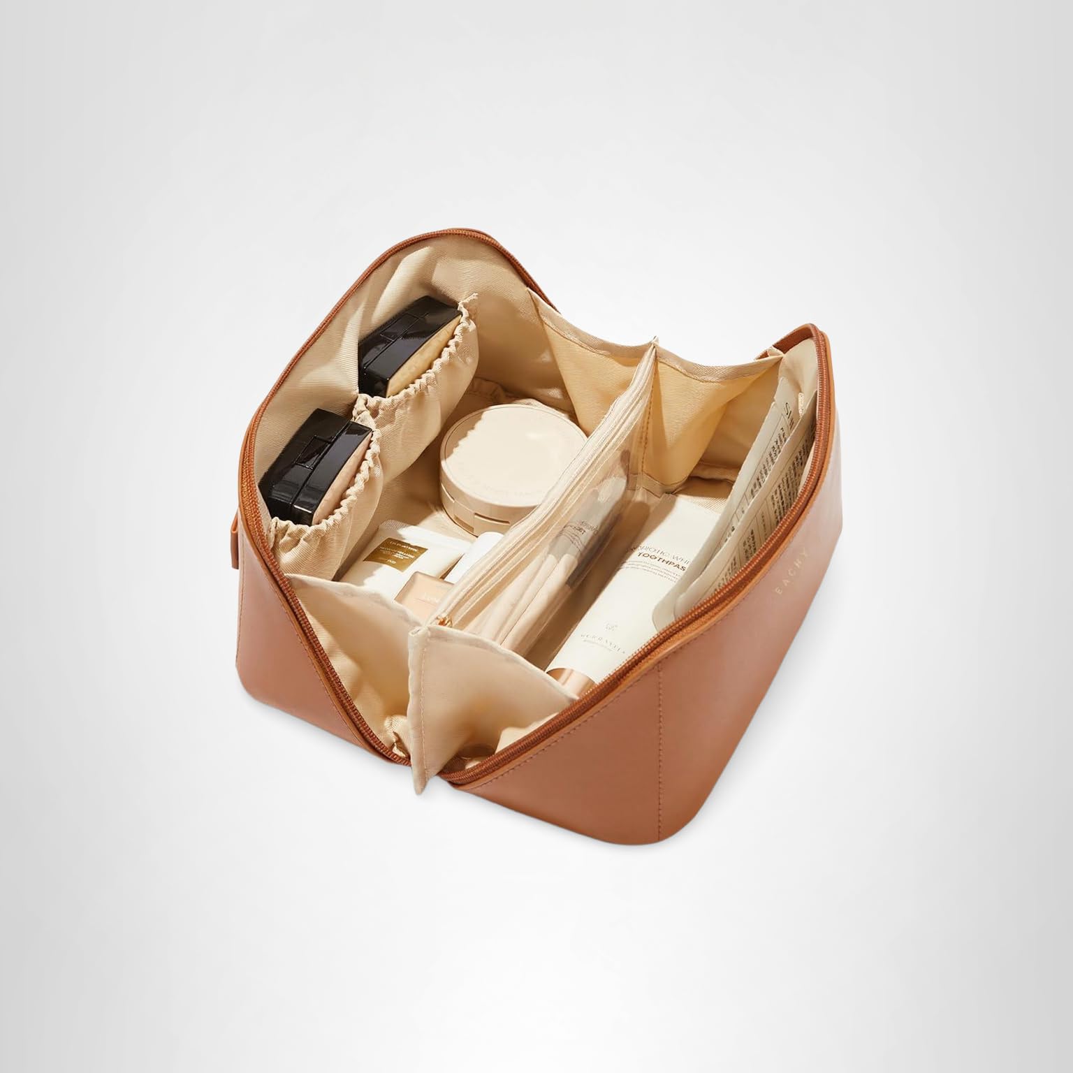 EACHY Travel Makeup Bag,Large Capacity Cosmetic Bags for Women,Waterproof Portable Pouch Open Flat Toiletry Bag Pattern Makeup Bag