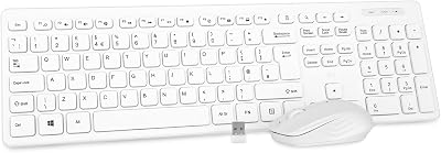 Rii RK200 Wireless Keyboard and Mouse 104 Keys UK Layout White (AAA Battery)