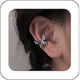 Vacaonio Boho Crystal Butterfly Ear Cuff Earrings Black Butterfly Cuff Wrap Earrings Amethyst Butterfly Earrings Butterfly Wing Cartilage Cuff Earrings Purple Rhinestone Butterfly Earrings Jewelry