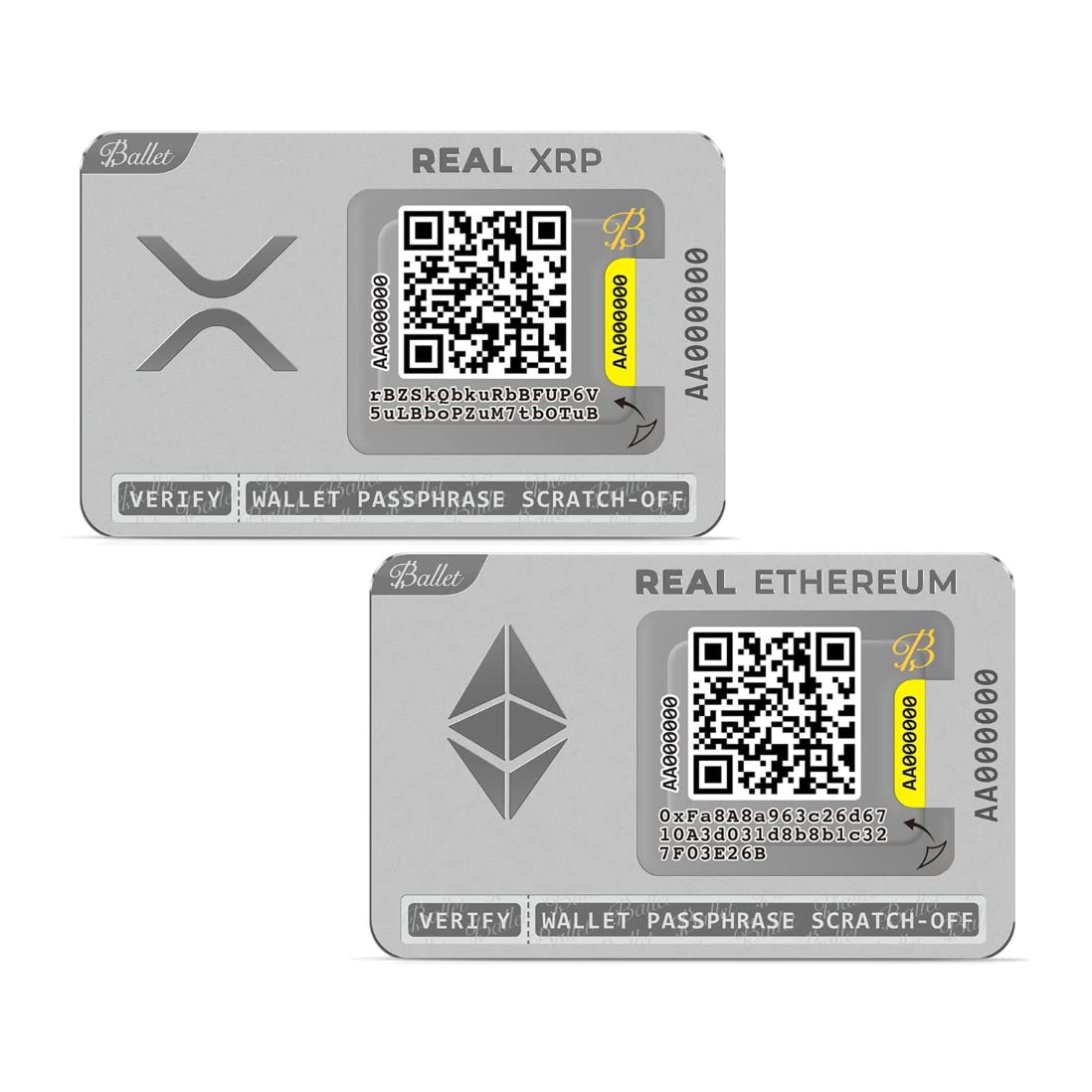 Ballet Real XRP and ETH - The Easiest Crypto Cold Storage Card -  Cryptocurrency Hardware Wallet with Secure Multicurrency and NFT Support  (Set of 2) in Oman | Whizz