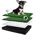 HQ4US 4LEGS Dog Grass Pad with Foldable Dog Litter Box, Small Liner Base (23”×15”) for Balcony, 2 Artficial Grass Pee Pads for Dogs, Dog Pee Pad Holder, Potty Training