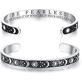 TONY & SANDY Inspirational Bracelets for Women Teen Girls Personalized Gifts for Daughter Granddaughter Mom Sister Friends Stainless Steel Engraved Cuff Birthday Easter Christmas