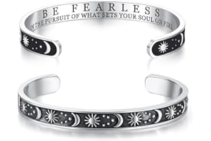 TONY & SANDY Inspirational Bracelets for Women Teen Girls Personalized Gifts for Daughter Granddaughter Mom Sister Friends Stainless Steel Engraved Cuff Birthday Easter Christmas