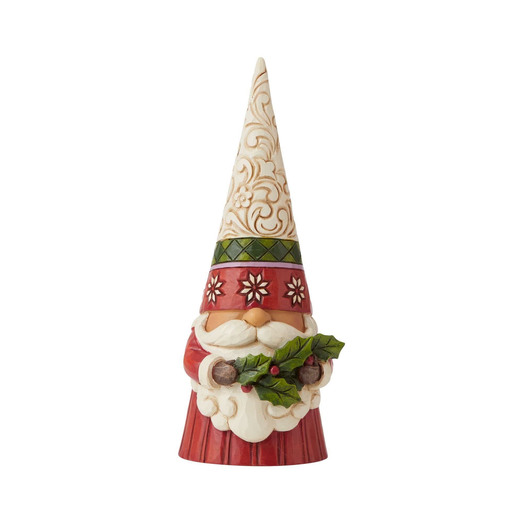 Heartwood Creek Jim Shore Christmas Gnome Holding Holly, 16cm, Red,6009180