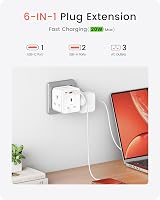 LENCENT 6-in-1 Cube Plug with 3 USB Fast Charge 20W PD QC 3.0 3250W view 2