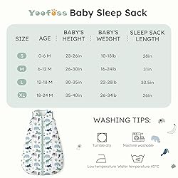 Yoofoss Baby Sleep Sack 0-6 Months, 1.5 Tog Baby