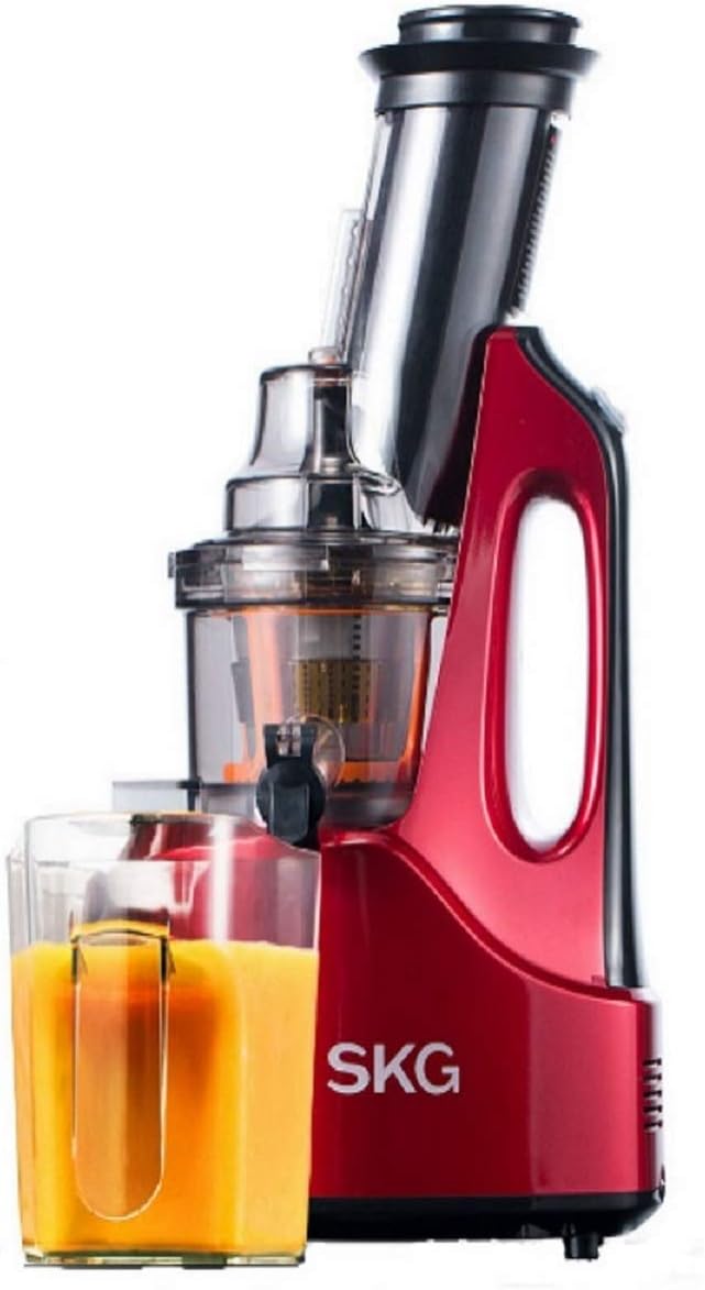 SKG Wide Chute Anti-Oxidation Slow Masticating Juicer (240W AC Motor, 60 RPMs, 3" Large Mouth) - Vertical Masticating Cold Press Juicer - Fruit and Vegetable Juice Extractor