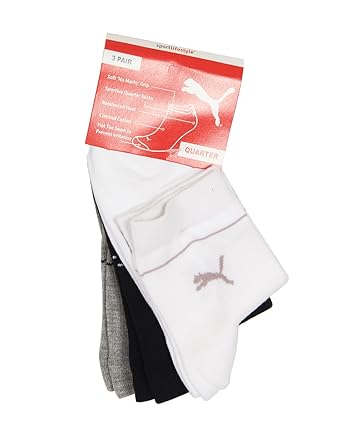 Socks, Women's 35/38 (White/Black/Grey) (Pack of 3)