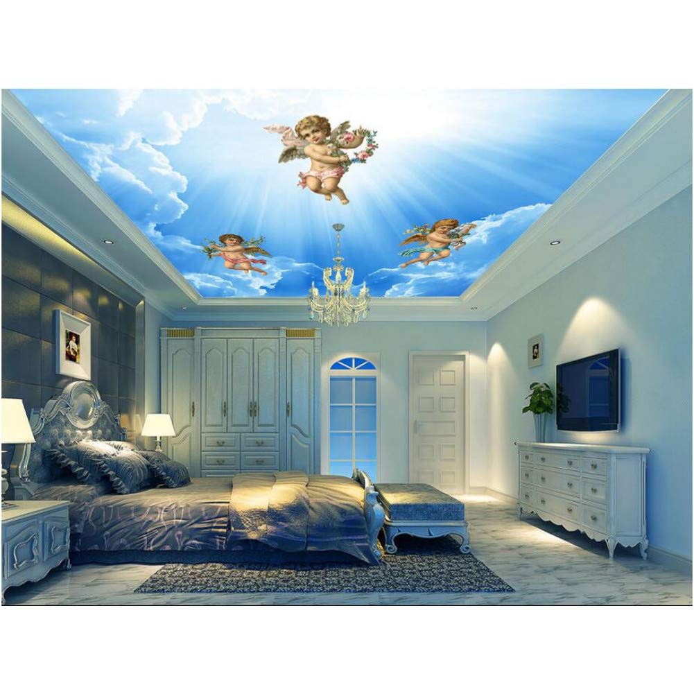 Msyiku Silk 3d Ceiling Murals Wallpaper Custom Photo Angels Blue