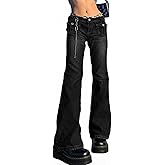 Women Bell Bottom Jeans Lace Up Bow Stretch Flare Denim Pants Cute Y2k Vintage Jeans