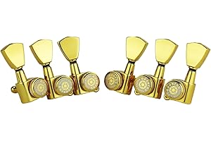 Eddaray Guitar Locking Tuners (3R + 3L) - 1:18 Gear Ratio Lock String Tuning Key Pegs Machine Heads with Tulip Shaped Knob Replacement Guitar Accessories (E-104SP, Gold)