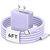 Lavender Charger Purple USB C to USB C Cable i Phone Charger Fast Charging 6FT Long, 20W Type C Cord Charger Charging for i Phone 16/15/17/Pro Max/Plus MacBook Pro Air,iPad Air, Samsung Galaxy S25/S24