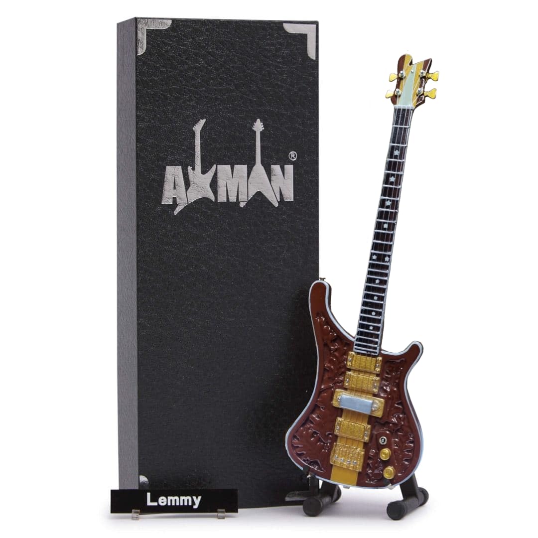 Axman Lemmy - Miniature Guitar Replica - Music Gifts - Handmade Ornamental 1/4 Scale - Includes a Display Box