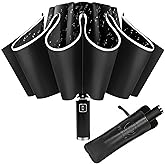 DSDCDJ Inverted Umbrella - Windproof Travel Umbrella for Rain and Sun, Compact Reverse With 360° Reflective Stripe, Portable Auto Folding With Cover Bag for Women & Men, 10 Ribs