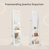 Dripex White Jewelry Organizer Mirror Wardrobe 360° Swivel Lockable 3 in 1 view 2