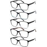 MOZVND 5 Pack Blue Light Blocking Reading Glasses for Men with Spring Hinge Fashion Large Wide Computer Readers for Men