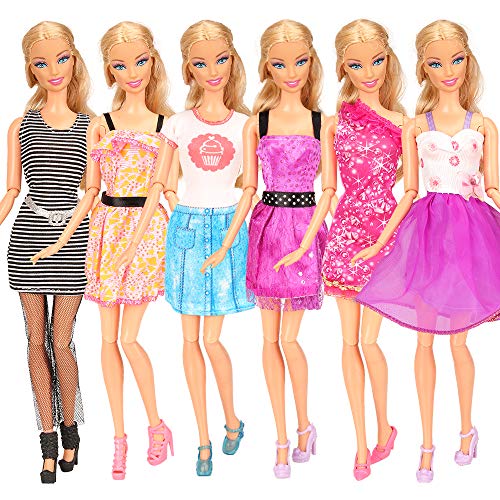 Miunana 35 Puppenkleidung Kleidung Zubehör für Puppen = 5 Fashion Kleider +3 Abendkleider + 3 Badenanzug + 4 Top & Hosen + 5 Mini Kleider +10 Schuhe + 5 Sonnenbrille für 11,5 Zoll Mädchen Puppen – Bild 8