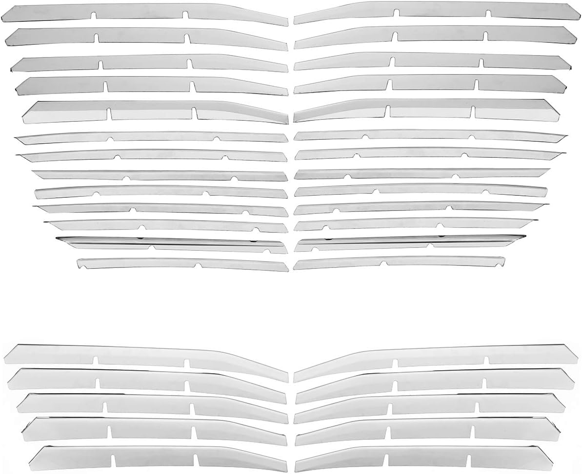 Viviance Stainless Front Grille Bottom Trim Cover Chrome Strip For Peuge-ot 3008 GT 2016 2017 2018 2019 2020 5008 GT 2017 2018 2019 2020-26pcs