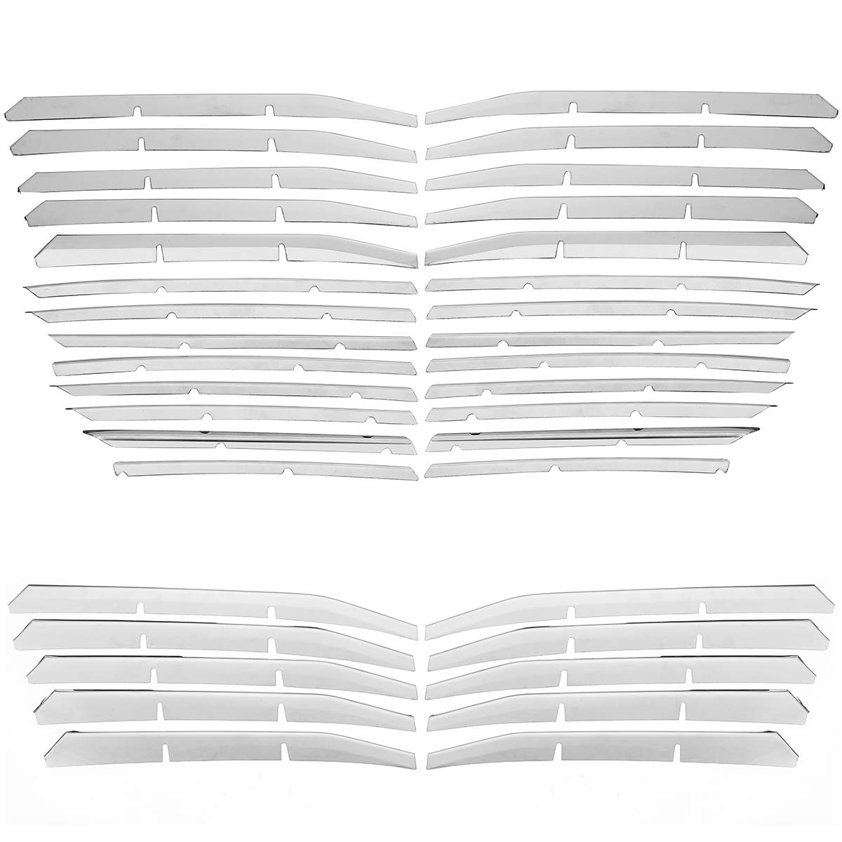 Viviance Stainless Front Grille Bottom Trim Cover Chrome Strip For Peuge-ot 3008 GT 2016 2017 2018 2019 2020 5008 GT 2017 2018 2019 2020-26pcs