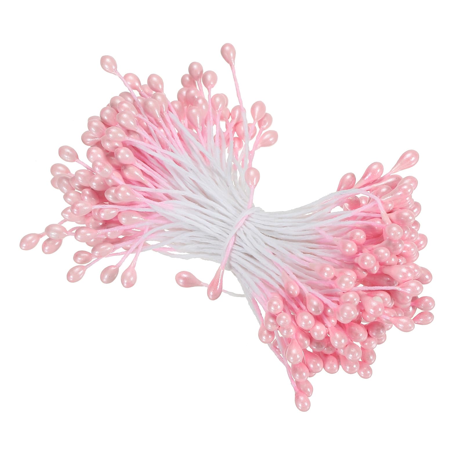 PATIKIL 3mm Double Heads Flower Stamen, 150 Pcs Artificial Flower Stamen Pistil Matt Pearl Floral Stamen for DIY Christmas Card Wedding Decoration, Light Pink