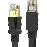 Senetem Cat 8 Ethernet Cable 50FT, 40Gbps Flat RJ45 LAN Network Cable | Flat shielded Cat 8 cable supports 40Gbps/2000MHz for gaming/PC/PS5/4/3/ Xbox/modem and router
