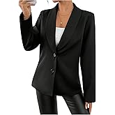 winkbay Women's Button Front Business Casual Blazer Elegant Lapel Collar Long Sleeve Office Suit Jackets