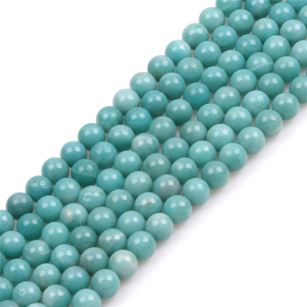 GEM-Inside Natural 8mm Amazonite Round Gemstone Semi Precious Loose Beads for Jewellery Making 15''