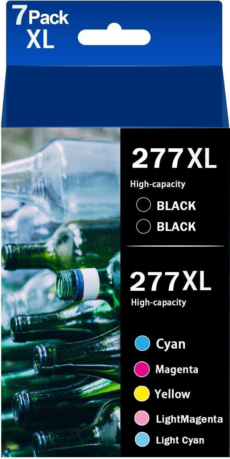 Photo 1 of 277 T277 277xl Ink Cartridges Remanufactured for epson 277 Ink cartridges for 277xl 277 to use with XP-960 XP-850 XP-860 XP-950 XP-970 Printer (7-Pack, 2BK 1C 1M 1Y 1LC 1LM)