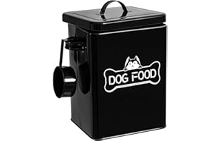 Vumdua Cat and Dog Food Storage Container with Serving Scoop - Airtight Pet Food Storage with Lid, Farmhouse Dog Treat Container, Great Gift for Dog Owners, Black