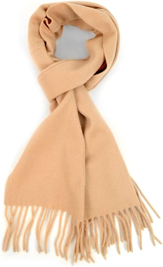 100 Cashmere Soft Unisex Solid Color Scarf with Tassels Winter Luxury