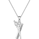 FUSTMW Hairstylist Gifts Scissor Necklace Comb Pendant Scissors Jewelry Stylist Cosmetology Hairdresser Gift