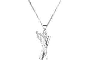 FUSTMW Hairstylist Gifts Scissor Necklace Comb Pendant Scissors Jewelry Stylist Cosmetology Student Hairdresser Gift