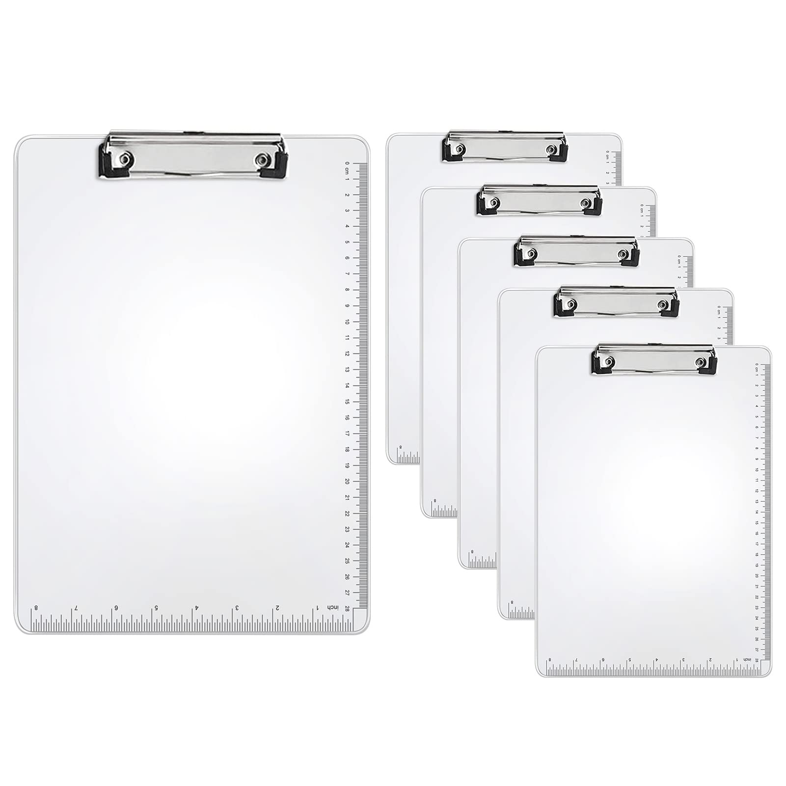 A4 Clipboards-6 Pieces Metal Clipboards, Heavy Duty Waterproof Clipboard Recycled Aluminum Clipboard, with Low Profile Clip Rust-Proof Hangable for Office, Job Site, School