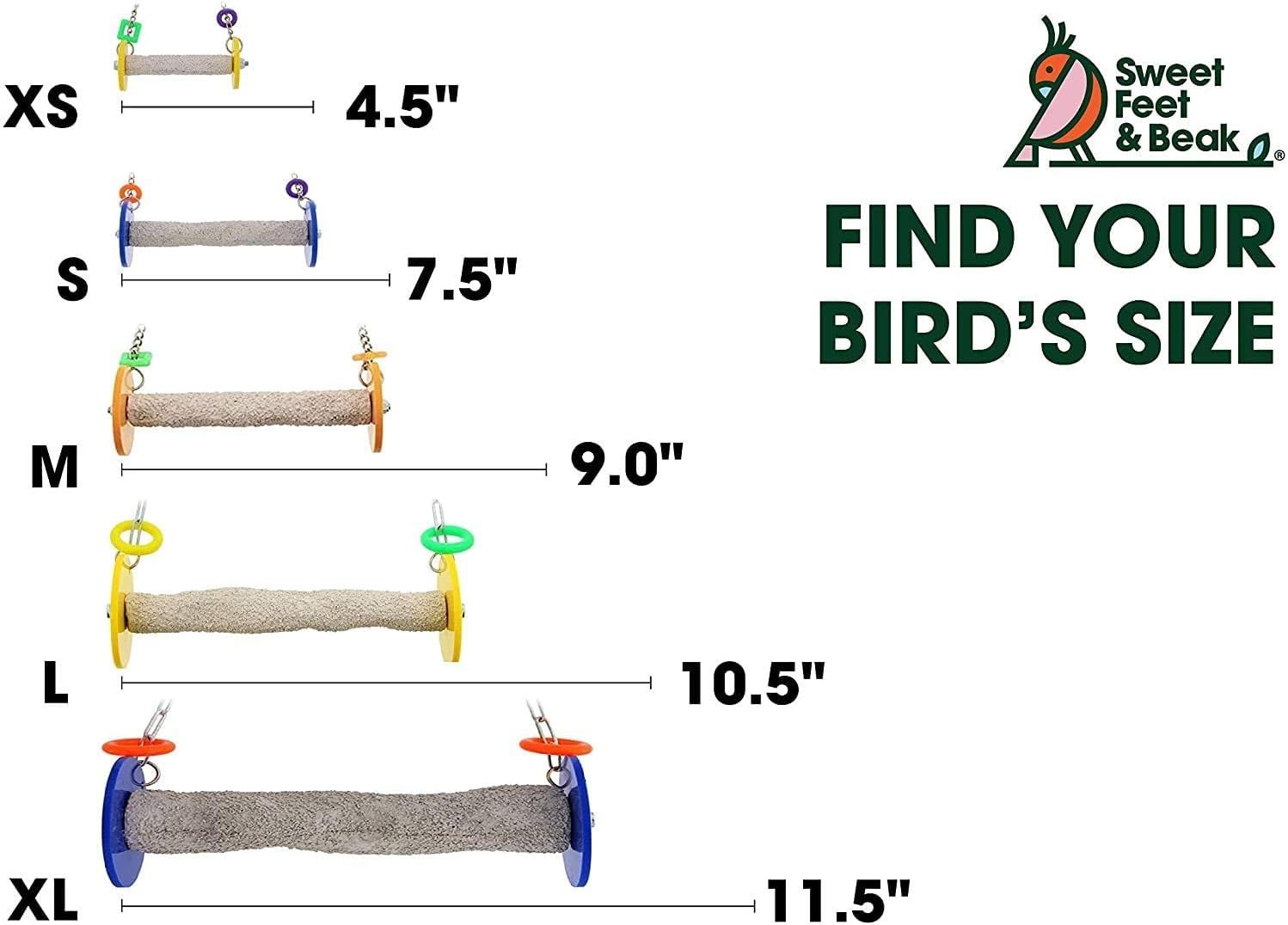 Sweet Feet and Beak Roll Swing and Perch Bird Toys - Keeps Nails and Beak in Top Condition - Handmade Pet Supplies - Safe and Non-Toxic Bird Cages Accessories - Parrot Toys (9" Orange M) : Pet Supplies