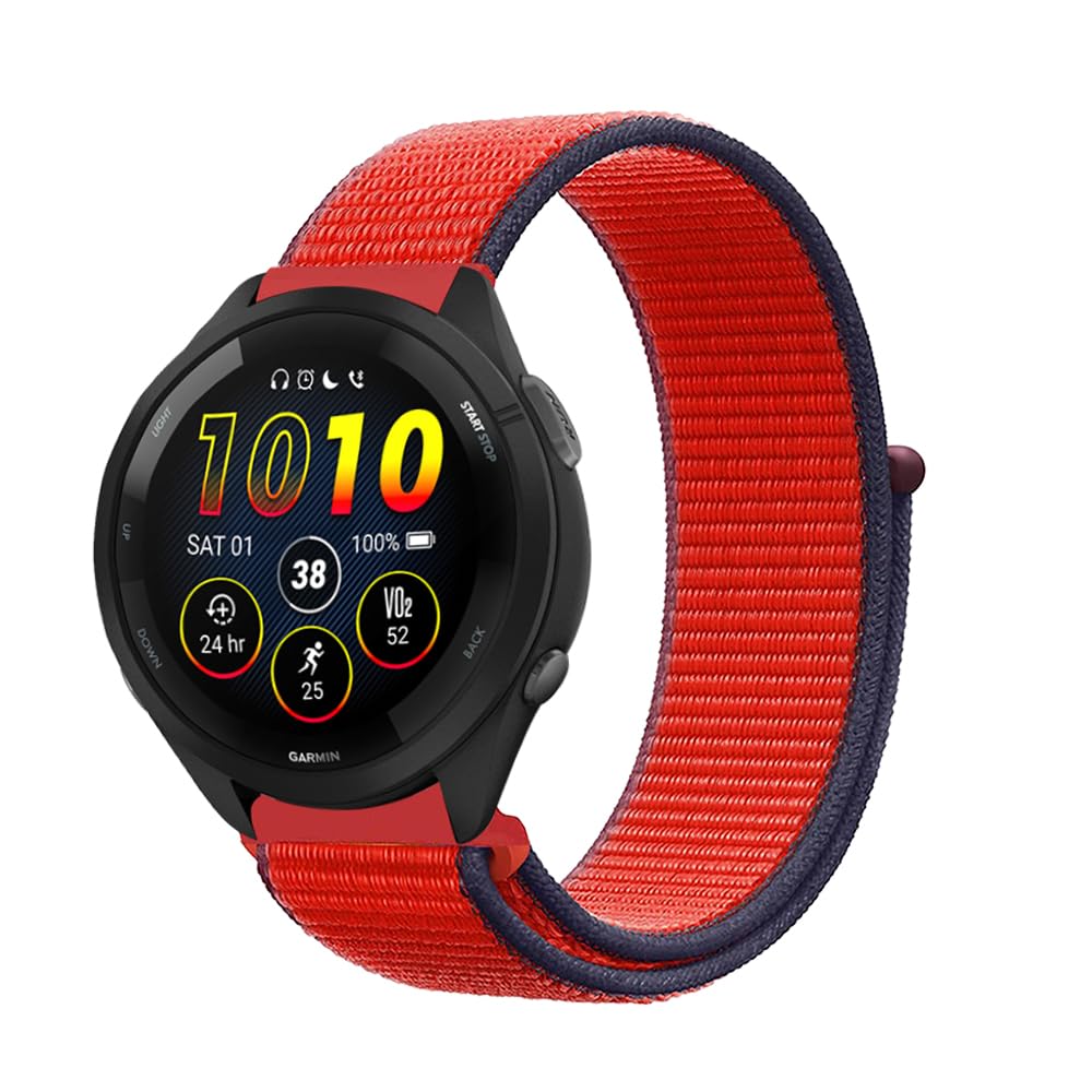 Niboow 22mm Strap Compatible with Garmin Forerunner 265/255/255 Music, Soft Nylon Watch Band for Garmin vivoactive 4/Venu 2/Active - Red — image 1
