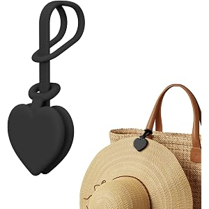 Duseu Magnetic Hat Clip for Travel on Bag-Black | Adjustable Hanging Silicone Sunhat Holder, Hands-Free,for Handbag Backpack