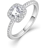Inpasne Promise Ring for Women 925 Sterling Silver Princess Cut Halo Birthstone Ring for Her Brides Wife Size 5-10