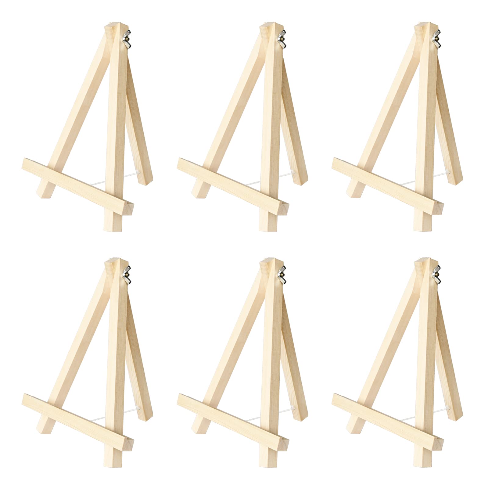 Photo 1 of Kinlink 9 Inch Tall Wood Easels for Display Set of 6, Display Easel Tabletop, Painting Easel Stand for Artist Students
