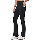 Willit Women's Fleece Lined Pants Thermal Leggings Winter Bootcut Yoga Pants Zipper Pockets Flare High Waist Water Resistant