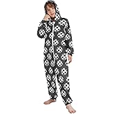 NUSTAPU Baseball Onesie Soft Flannel Pajamas Sleepwear Zip Up Jumpsuits Hooded Lounge Wear