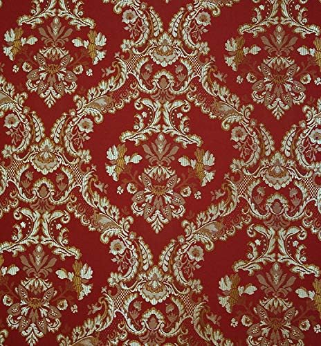 Damask Jacquard, Upholstery and Drapery 58" Jacquard Fabric Sold by The Yard (Burgundy 100 Damask)