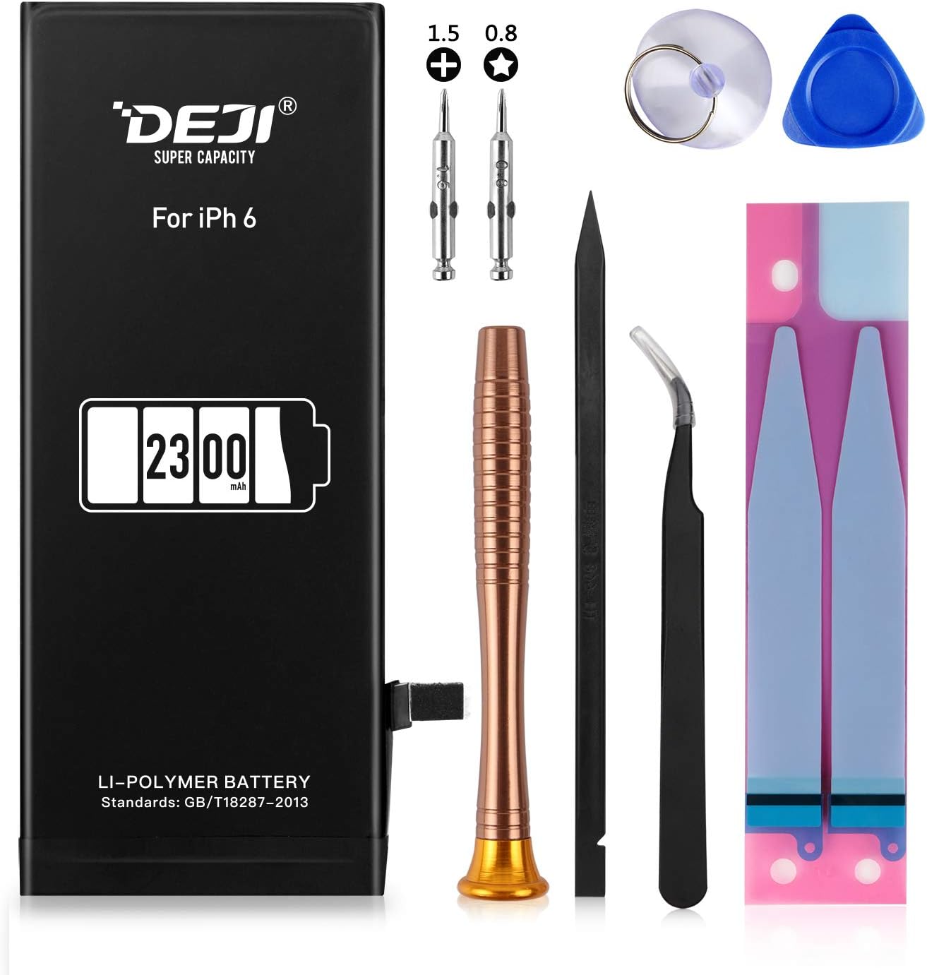 DEJI Battery for iPhone 6, 2300mAh High Capacity Replacement Battery for iPhone 6 A1549, A1586, A1589, with Professional Repair Tool Kit and Instructions -[2 Year Warranty]