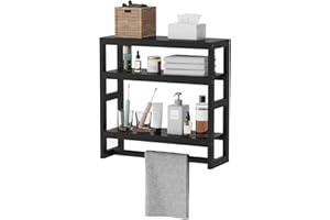 viewcare Bathroom Shelves for Storage, Small Shelf Over Toilet, Adjustable 3 Tiers Shelf for Bathroom Storage (Black)