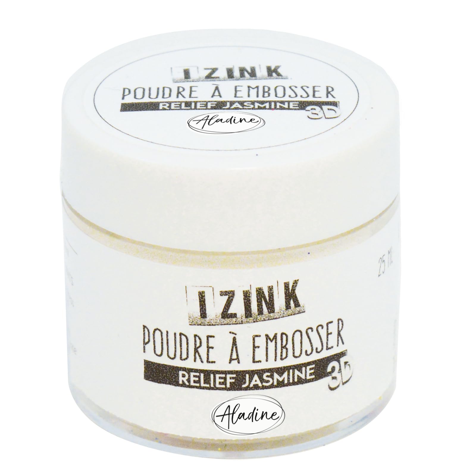 Aladine - Izink Jasmine Embossing Powder - Embossing - 3D Volume Effect for Scrapbooking and Creative Cartery - White Colour Relief Scrap - 25 ml jar