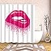 Fangkun Shower Curtain Sexy Woman Lips Print - Romantic Love kiss Sign Bath Curtains - Fiance Gifts for Him -Polyester Fabric Bathroom Decor Set with Hooks - Pink White