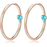 EVEVIC Trendy Austrian Crystals Heart Hoop Earrings for Women 14K Gold Plated Hypoallergenic Hoops Earring Jewelry Gift