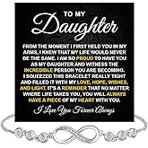 KOLMALK To My Daughter Infinity Heart Bracelet From Mom and Dad, Mother Daughter Bracelet Gift with Message Card and Box, Christmas Gifts Ideas for Daughter